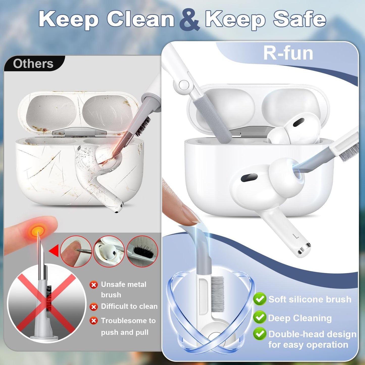 AirPods Pro's Cozy Lavender Snuggie: The Ultimate Soft Silly Suit for Your High-Tech Pebbles with a Deluxe Dust-Buster Kit and a Keychain for Your On-the-Go Adventures!