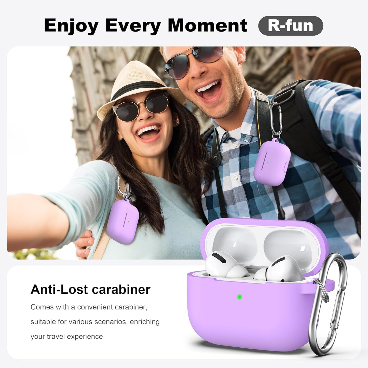 AirPods Pro's Cozy Lavender Snuggie: The Ultimate Soft Silly Suit for Your High-Tech Pebbles with a Deluxe Dust-Buster Kit and a Keychain for Your On-the-Go Adventures!