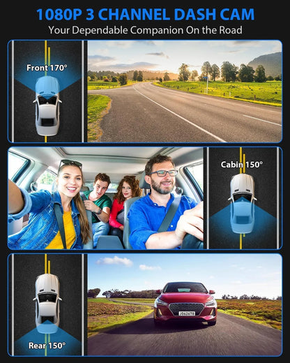 Triple Trouble Cam: The Nosey Neighbors Version with Night Vision, 4K Shenanigans, and Enough Storage to Catch All Your Backseat Karaoke Moments!