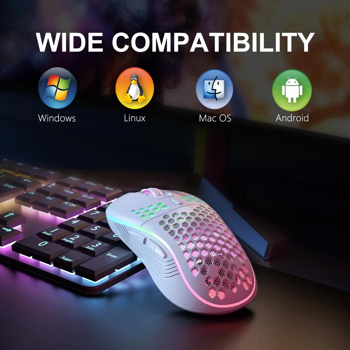 2.4G Wireless Gaming Mouse: The RGB Lightshow That Charges Itself While You Pretend to Be a Pro! Honeycomb Design for Your Desk's Sweet Tooth!