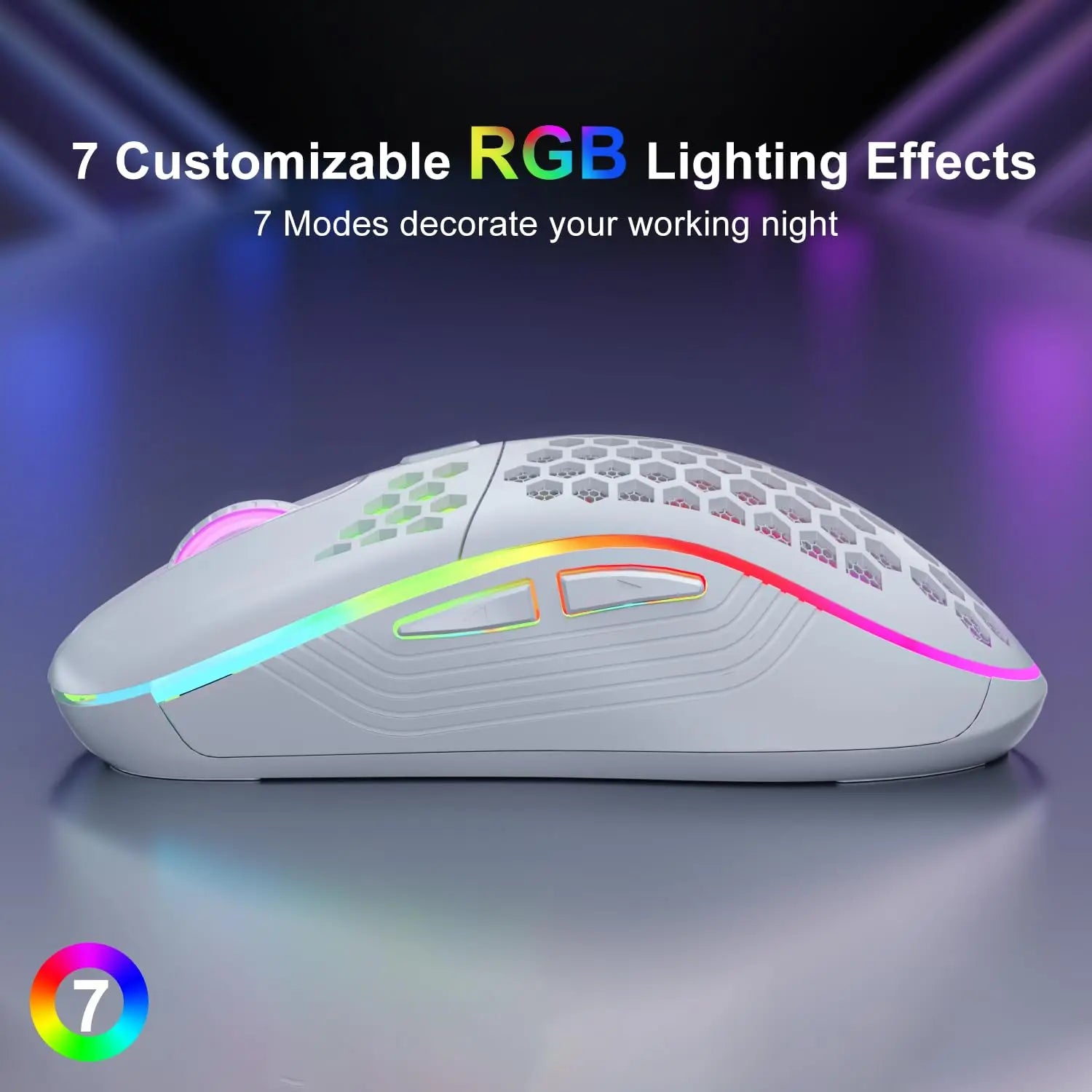 2.4G Wireless Gaming Mouse: The RGB Lightshow That Charges Itself While You Pretend to Be a Pro! Honeycomb Design for Your Desk's Sweet Tooth!