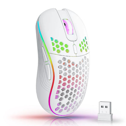 2.4G Wireless Gaming Mouse: The RGB Lightshow That Charges Itself While You Pretend to Be a Pro! Honeycomb Design for Your Desk's Sweet Tooth!