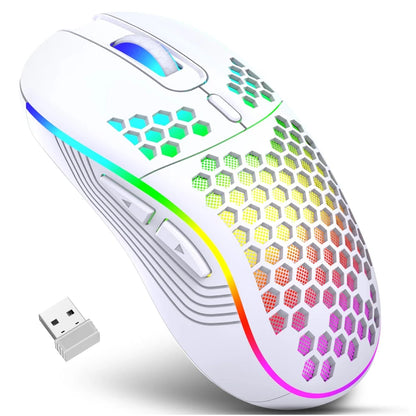 2.4G Wireless Gaming Mouse: The RGB Lightshow That Charges Itself While You Pretend to Be a Pro! Honeycomb Design for Your Desk's Sweet Tooth!
