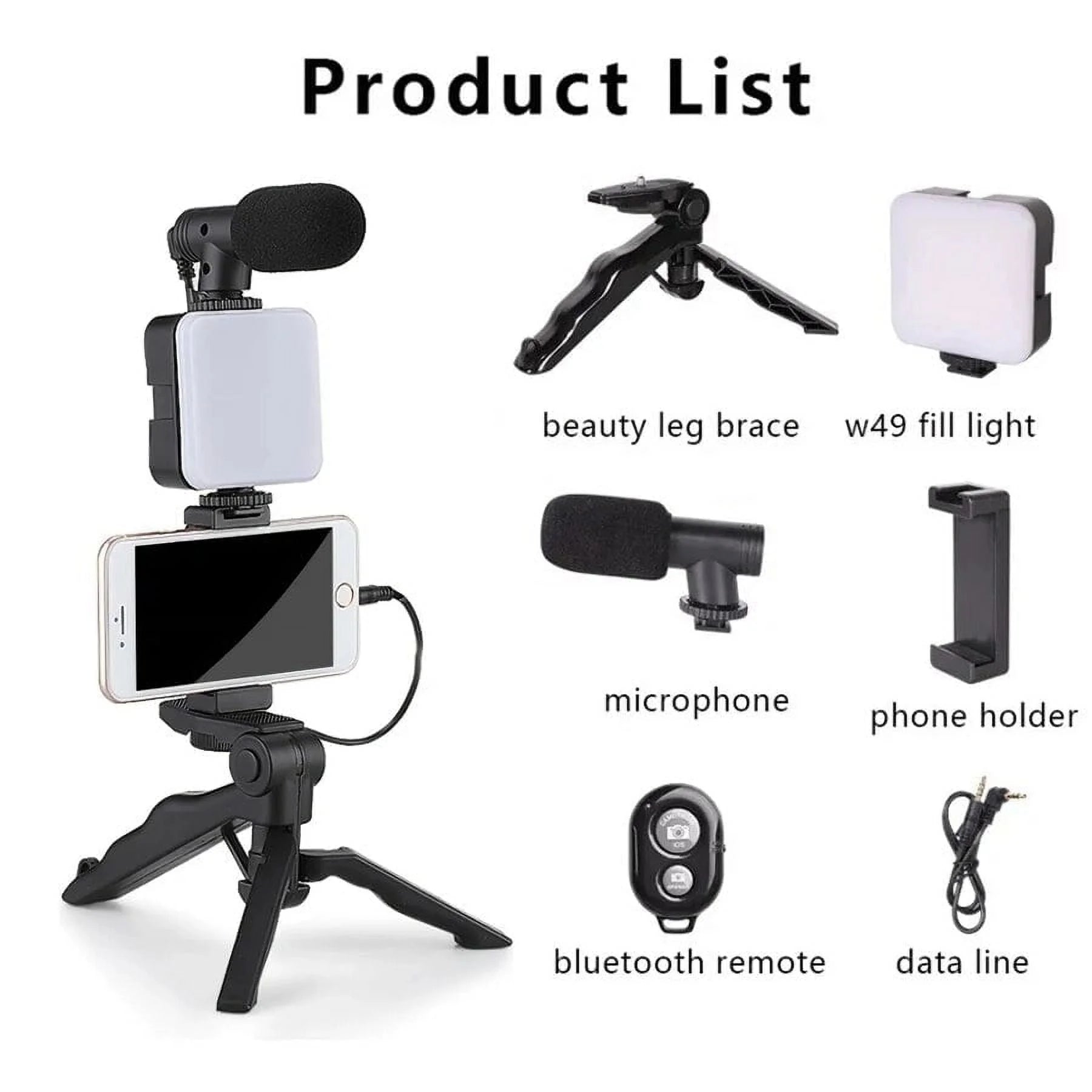 Giggle-Worthy Smartphone Vlogging Kit: Tripod For Your Phone, Tiny Mic For Your Biggest Dreams, and LED Light to Shine Brighter Than Your Ex's Future! Perfect for TikTok Shenanigans and YouTube Stardom!