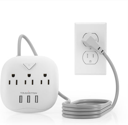 Plug Party Central: 3 Outlets, 3 USBs, and 5 Feet of Freedom – Perfect for Nightstand Shenanigans, Office Hoedowns, and Travel Tangles!