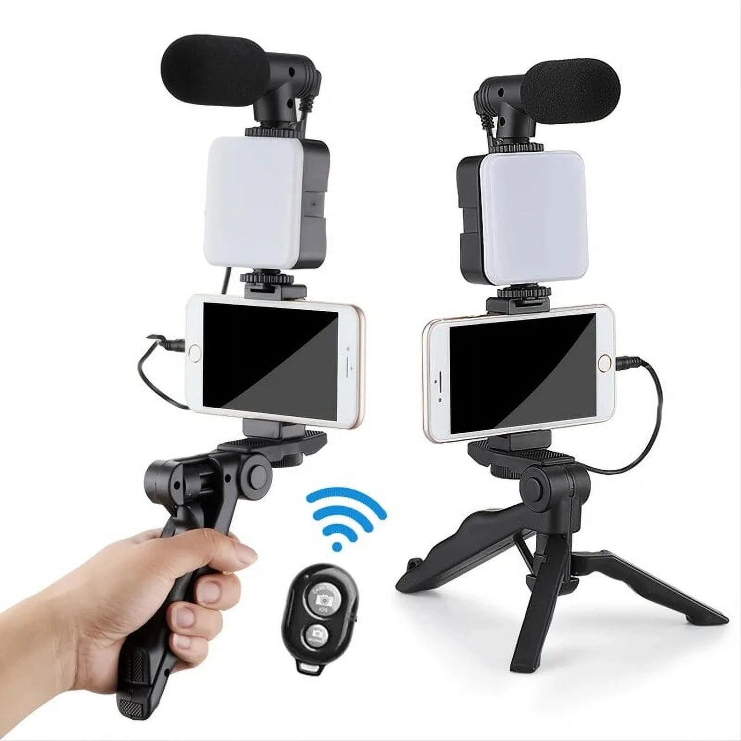 Giggle-Worthy Smartphone Vlogging Kit: Tripod For Your Phone, Tiny Mic For Your Biggest Dreams, and LED Light to Shine Brighter Than Your Ex's Future! Perfect for TikTok Shenanigans and YouTube Stardom!