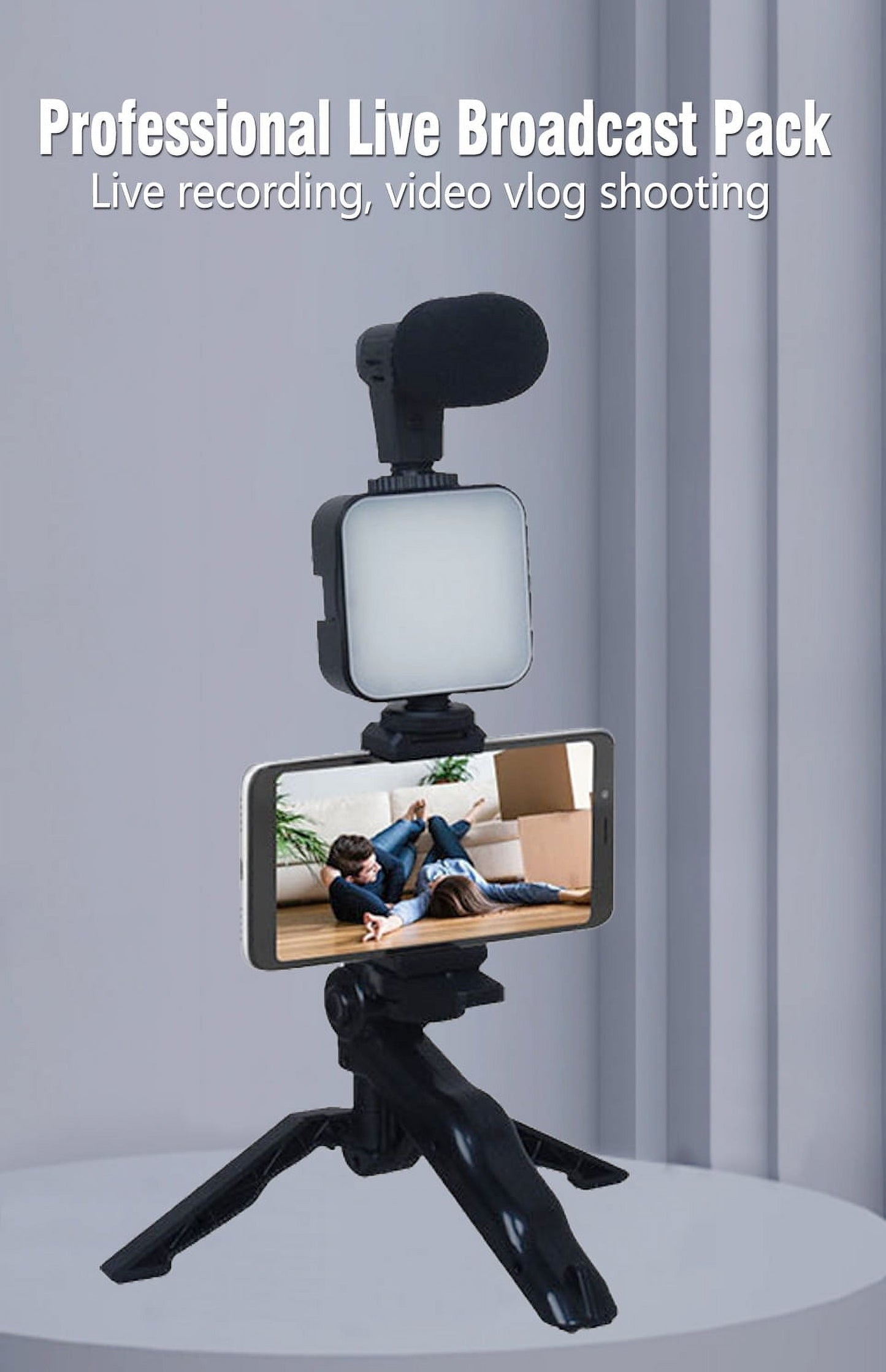 Giggle-Worthy Smartphone Vlogging Kit: Tripod For Your Phone, Tiny Mic For Your Biggest Dreams, and LED Light to Shine Brighter Than Your Ex's Future! Perfect for TikTok Shenanigans and YouTube Stardom!