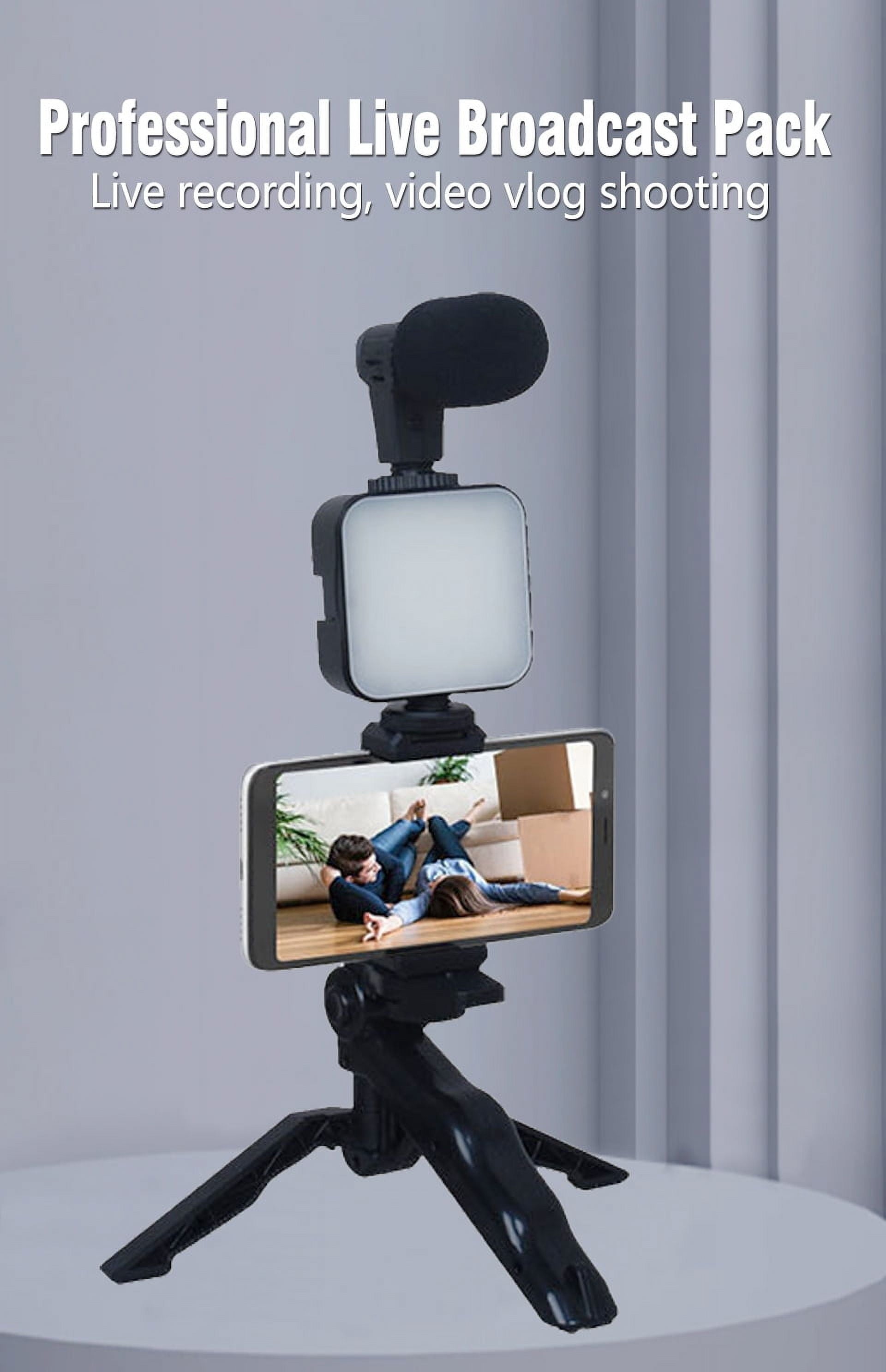 Giggle-Worthy Smartphone Vlogging Kit: Tripod For Your Phone, Tiny Mic For Your Biggest Dreams, and LED Light to Shine Brighter Than Your Ex's Future! Perfect for TikTok Shenanigans and YouTube Stardom!