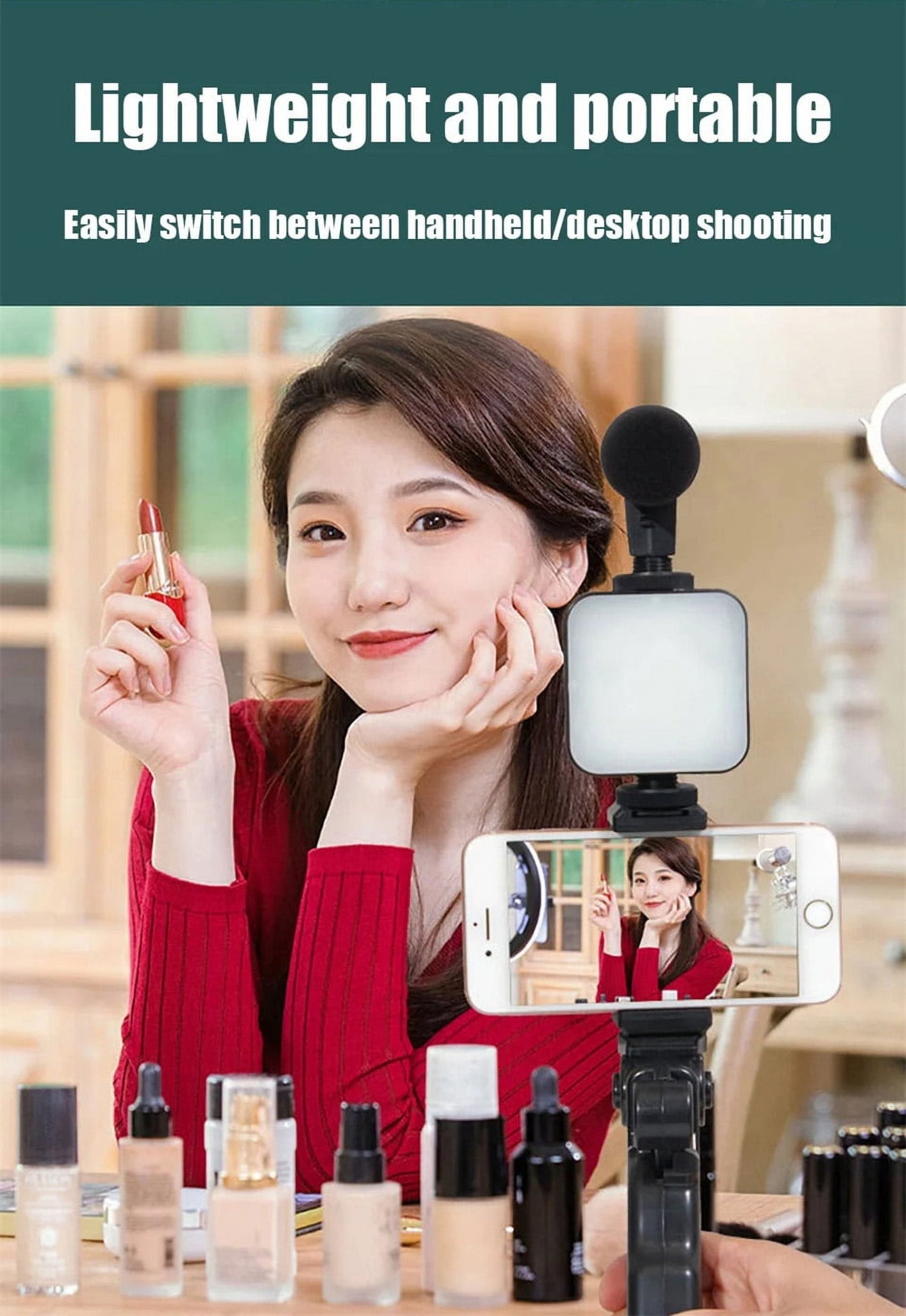 Giggle-Worthy Smartphone Vlogging Kit: Tripod For Your Phone, Tiny Mic For Your Biggest Dreams, and LED Light to Shine Brighter Than Your Ex's Future! Perfect for TikTok Shenanigans and YouTube Stardom!