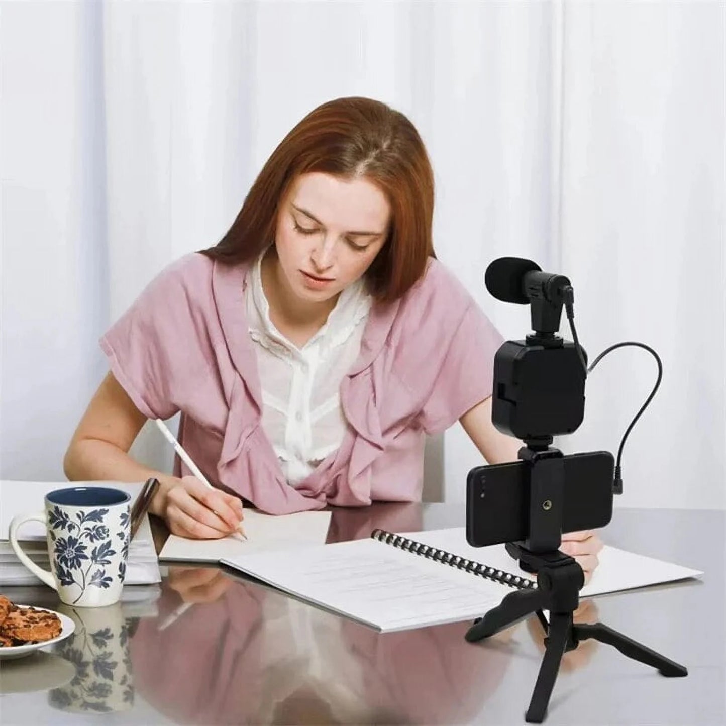 Giggle-Worthy Smartphone Vlogging Kit: Tripod For Your Phone, Tiny Mic For Your Biggest Dreams, and LED Light to Shine Brighter Than Your Ex's Future! Perfect for TikTok Shenanigans and YouTube Stardom!